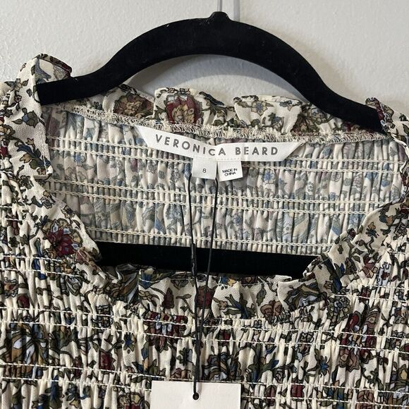 VERONICA BEARD Fahra Mini Dress Size 8 Multicolor NEW Smocked Ruffle Designer - Picture 9 of 15
